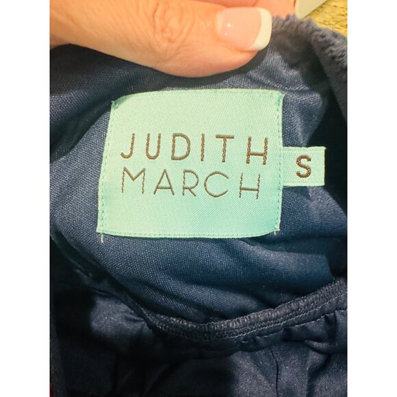 Judith March Boho Hippie Embroidered V-Neck Dress S Navy Bat Wing Sleeves Mini - Picture 6 of 10